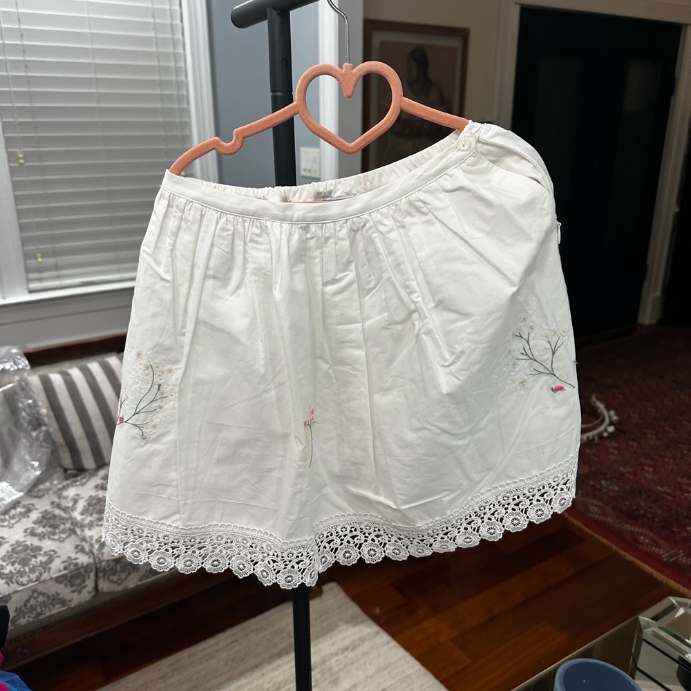 Jacadi White Cotton Girls' Skirt with Elastic Waist for Girls - Size: 5 years